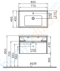 VitrA S30 Lavabo Dolabı 80 cm Tek Çekmeceli Altın Kiraz 63333