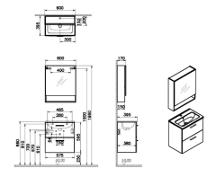 Vitra Mia 75102 Çekmeceli 60 cm Banyo Dolabı Seti