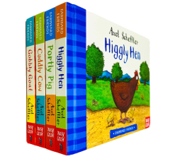 İngilizce Axel Scheffler'ın hazırladığı Farmyard Friends Series 4 Kitap Koleksiyonu (Higgly Hen, Portly Pig, Cuddly Cow,Gobbly Goat)