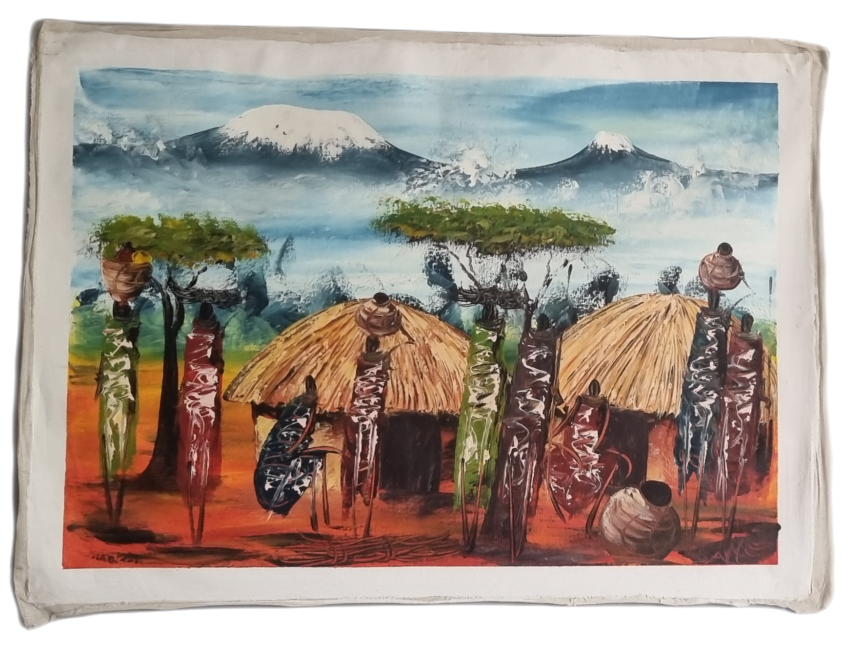 Kanvas Üzeri Akrilik Boya El Yapımı Soyut Afrika Figürleri Masai Kabilesi