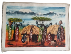 Kanvas Üzeri Akrilik Boya El Yapımı Soyut Afrika Figürleri Masai Kabilesi