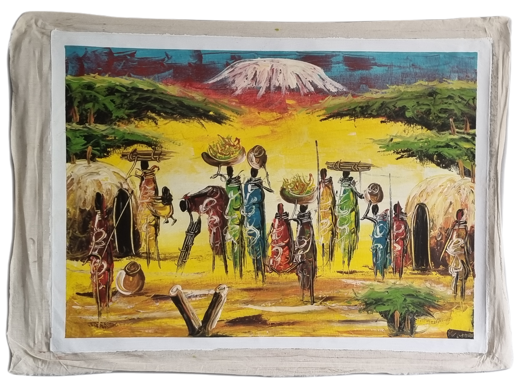 Kanvas Üzeri Akrilik Boya El Yapımı Soyut Afrika Figürleri Masai Kabilesi