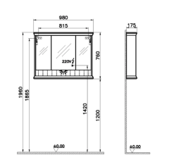Vitra 65794 Valarte Neo Dolaplı Ayna Çelik Mavisi 100cm