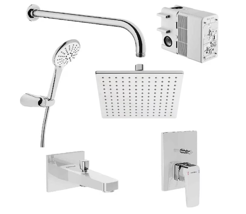 Artema A49280 Root Square 6 Parça Krom Ankastre Duş Seti