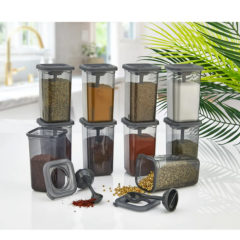 Kitchen Life 12'li Etiketli ve Kilitlenebilir Kapaklı Kendinden Kaşıklı Baharatlık Seti