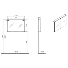 Vitra Arkitekt Dolaplı Ayna S30 Parlak Beyaz Dolap 100 cm